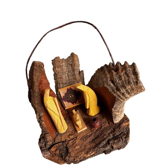 Rustic Bark Wood Mini Nativity Hand Carved Mexico Folk Art 3 Figures Ophelia 3 1 - Picture 9 of 9